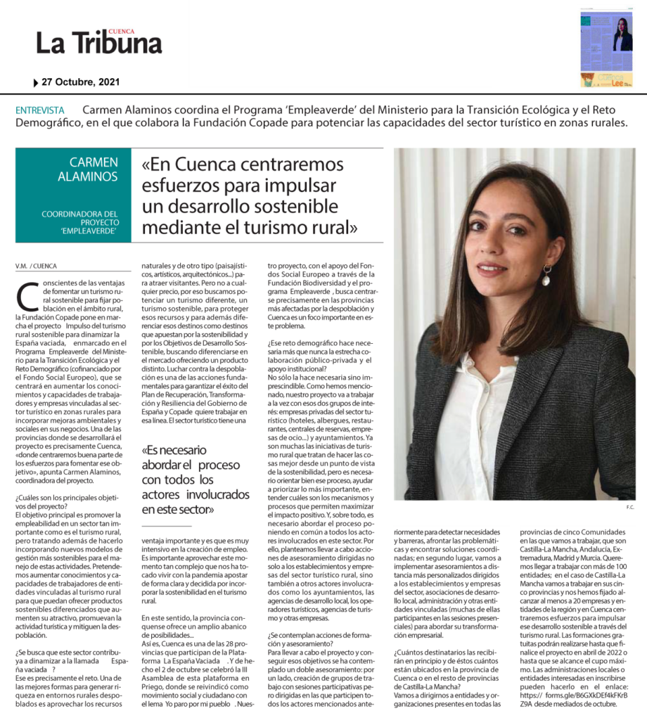 La Tribuna de Cuenca - desarrollo sostenible a través del turismo sostenible