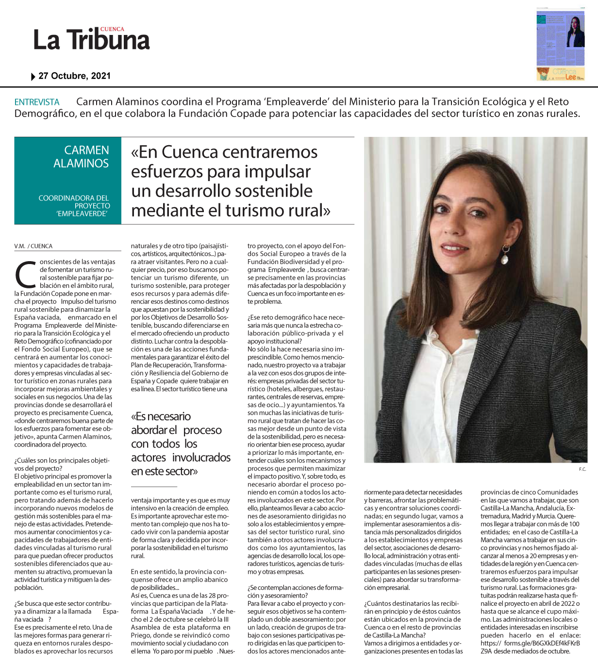 La Tribuna de Cuenca - desarrollo sostenible a través del turismo sostenible